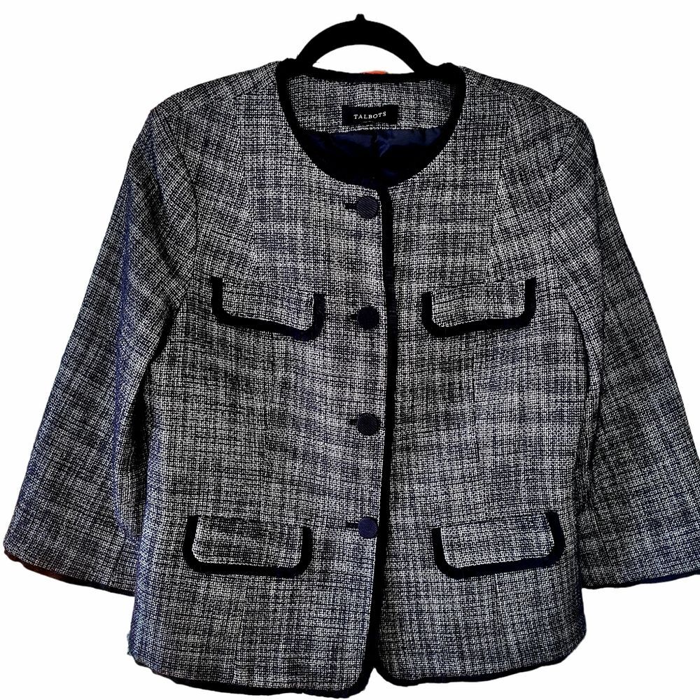 Talbots Black Career Tweed Jacket-Sz 14